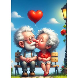DPHERO DIY Old Man Diamond Painting Kits Pictures for Adults Beginners, 5D Lovers Diamond Painting Set, DIY Heart Round Stones Diamond Art Kits, Diamond Art for Home Decor 30 x 40 cm