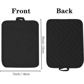 Pot Holders with Pocket, 3 Pcs Black Pot Holder Set, Cotton Heat Resistant Potholder, Durable Insulated, Square Oven Mitts for Kitchen and Baking and Baking 7''x9''