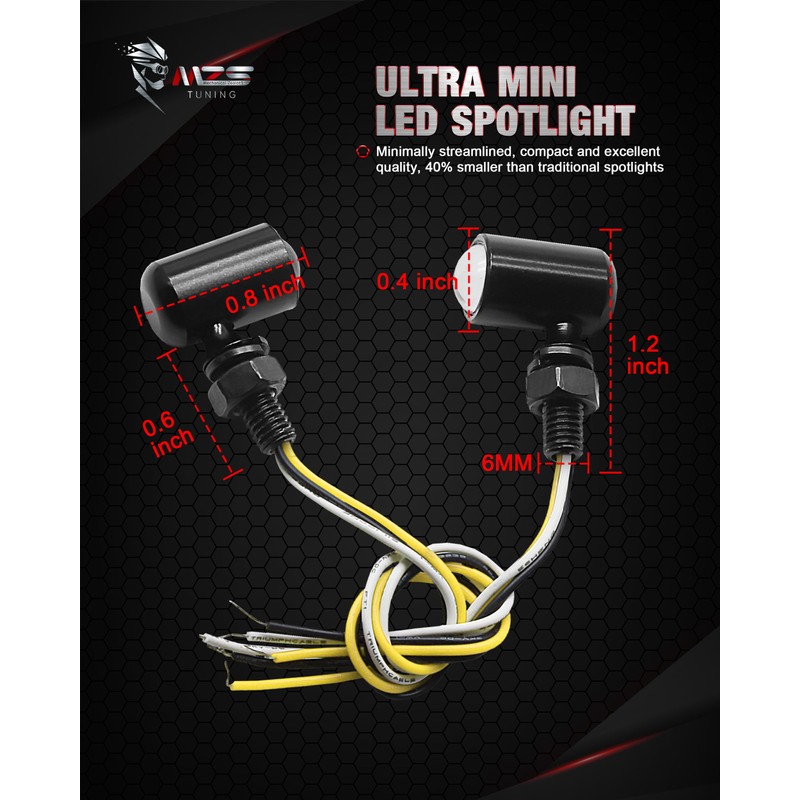 MZS Motorcycle LED Turn Signals, Front Light Amber+Amber and Rear