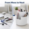 Rotating Pen Holder for Desk Organization - 3-Compartment Storage for