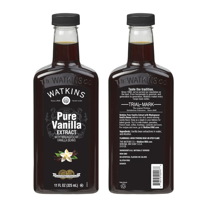 Watkins Pure Vanilla Extract, with Madagascar Vanilla Beans, Non-GMO, Kosher,