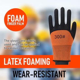 Safety garden gloves for men-Work Gloves with latex coated- Breathable rubber coated gardening gloves-Outdoor protective Porter Working gloves large size-Mechanic gloves construction gloves for men (Orange * 2 pairs)