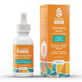 Face & Body Clearing Serum, Level 1- for acne, folliculitis, aging skin, ingrown hairs, dark spots - face, chest, butt, back, thighs, arms - mandelic acid - 1 fl oz