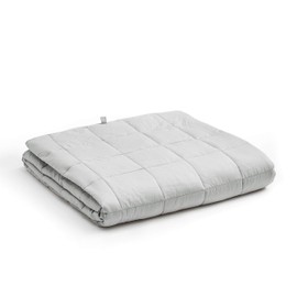 YnM Weighted Blanket — Heavy 100% Oeko-Tex Certified Cotton Material with Premium Glass Beads (Light Grey, 48''x72'' 15lbs), Suit for One Person(~140lb) Use on Twin/Full Bed