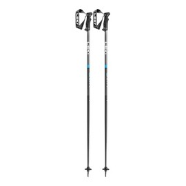 LEKI QNTM Lightweight Aluminum Ski Poles for Alpine Skiing - Black-Llight Anthracite-Cyan - 120 cm