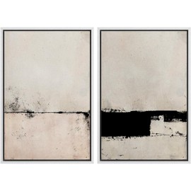 SIGNWIN Framed Canvas Print Wall Art Set Pastel Industrial Grunge Landscape Abstract Shapes Illustrations Minimal Decorative Nordic Relax/Zen for Living Room, Bedroom, Office - 24"x36"x2 White