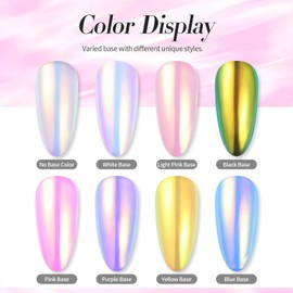 Born Pretty Chrome Nail Powder Auroras Nail Powder Mermaid Pearl Powder Glitter Dust Kit for Gel Polish Nail Art Decoration