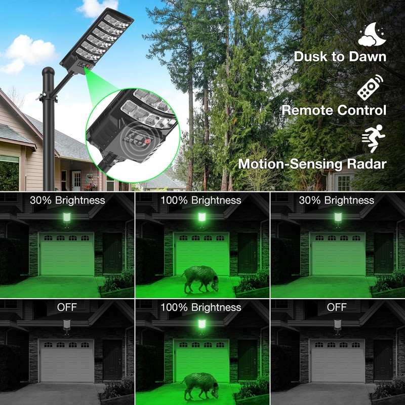 Hog Lights for Night Hunting,Powered Feeder Light(Green) 18000LM Solar Lights