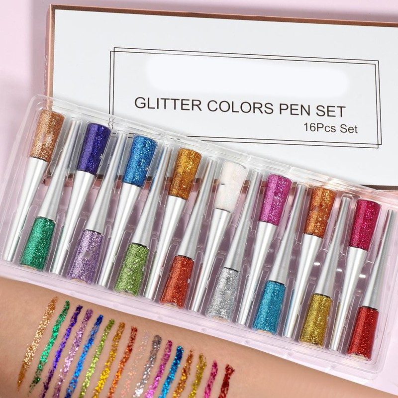 16 Colors Liquid Matte Eyeliner Set Colorful Shining Glitter Eye