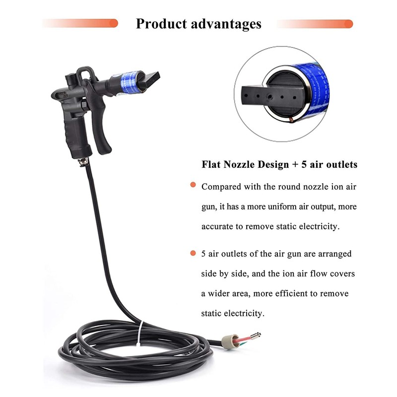 Ionizing Air Gun Antistatic Air Gun Flat Nozzle Anti Static