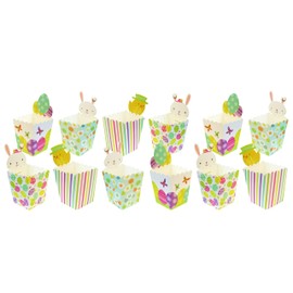 Easter Bonnet Arts & Craft Decoration (Chicks, Bunny, Eggs, Ribbon) (6 x Glitter Egg Picks)