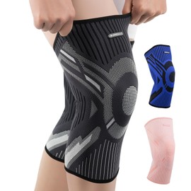 INDEEMAX Knee Support 1 Pair for Man and Women, Compression Knee Brace for Arthritis, Meniscus Tear, ACL, MCL, PCL, Ligament Injury, Breathable Knee Sleeve for Running, Gym, Sports, Black, XL