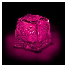 Litecubes® LED Freezable Ice Cubes/Rocks, Flash or Steady Glow, Pink - One Cube