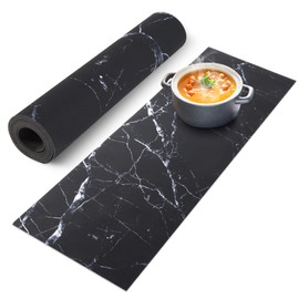 Trivet Table Runner Hot Plates Mat 12 X 40 Inch Heat Resistant Table Protector Waterproof Decorative Farmhouse Kitchen Trivets Counter Heat Proof Placemats for Hot Dishes (Black Marble)
