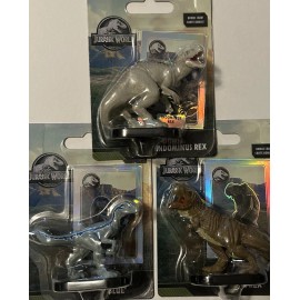 Jurassic World Mini Figures With Bonus Card Set Of 3 T-rex Indominus Rex Blue