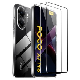 Suttkue for Xiaomi Poco X7 Pro Screen Protector(2 pack) Tempered Glass flim with case,9H Hardness,Anti-Scratch, Case Friendly, Bubble Free,HD Clear