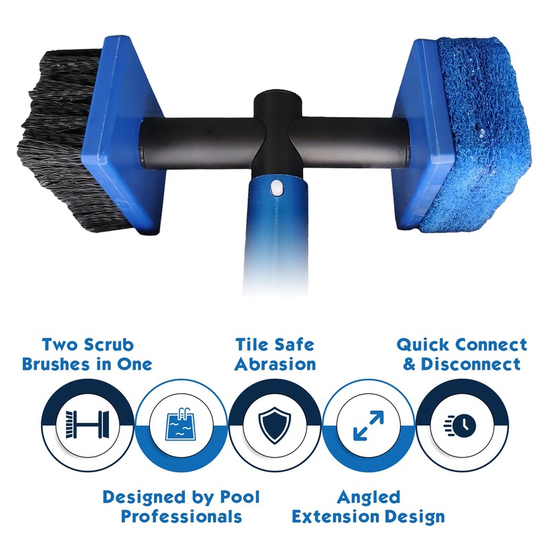 Pool Tile Brush Scrubber 2-in-1 Scrub and Scour Waterline Tile