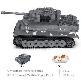 JMBricklayer Tank Building Sets for Adults or Boys - WW2 Military RC Tiger Army Tank Model Toy, Armed Construction Vehicle Set Ideal Gifts Toys 61501