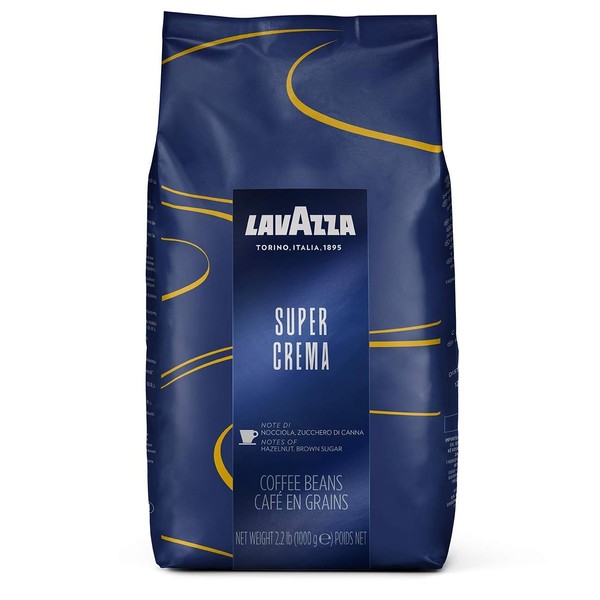 Lavazza Coffee Espresso Super Crema, Whole Beans, Pack of 8, 8 x 1000g