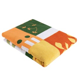 OrganicClub 100% Cotton Throw Blanket for Couch Sofa or Bed All Season Terry Blankets & Throws, Lightweight & Breathable Cotton Blanket, Picnic Rug, Terry Bed Sheet (Summer Garden)