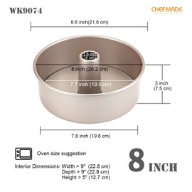 CHEFMADE - Molde para tartas de ángel, 8 pulgadas con parte inferior suelta extraíble y extraíble, 2 tazas para horno y olla instantánea para hornear (oro champaña)