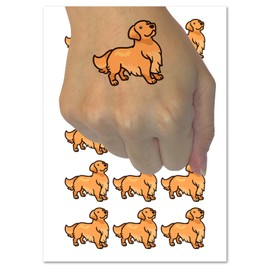 Golden Retriever Standing Dog Temporary Tattoo Water Resistant Fake Body Art Set Collection - 54 1" Tattoos (1 Sheet)