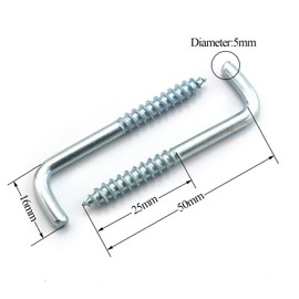 LQ Industrial 12PCS Long Square Bend Hook Lag Screw Shoulder Hooks Zinc BlackSliver M5-3.7x14.5x50/30mm