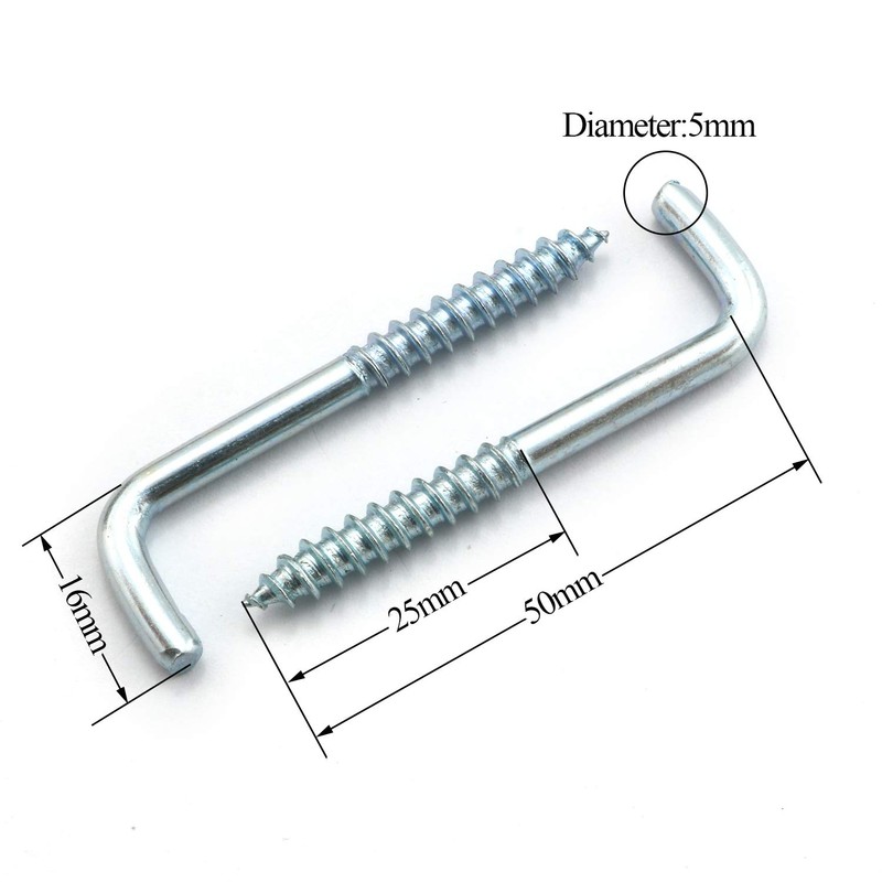 LQ Industrial 12PCS Long Square Bend Hook Lag Screw Shoulder