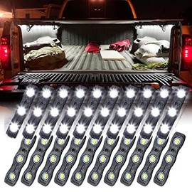 Ampper White LED Rock Light for Bed Track, 60 LEDs Cargo Pickup Truck Bed Lighting Kit W/ Switch Fuse for Truck Bed, Foot Wells, Under Car, Rail Light and More (20 Pcs)