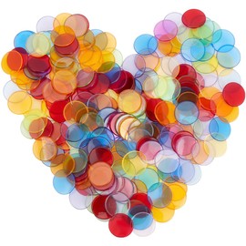 SOFPLATE 200Pcs Counting Chips Colored Round Flat Plastic Discs Decorative Christmas Ornament Disks Chip Markers Translucent Round Circles Mosaic Tile for Math Practice Learning School Supplies