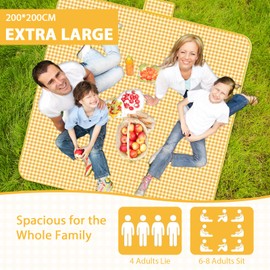 GMHLLES Extra Large Picnic Blanket Waterproof, Beach Blanket Waterproof Sandproof 200x200, Fold Up, Sandproof Machine Washable with Carrying Handle for Family Picnics, Beach, Hiking, Camping