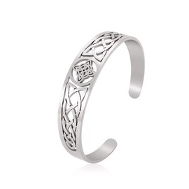 Dreamtimes Witch Knot Bracelet for Women Men Stainless Steel Adjustable Open Cuff Bangle Celtic Quaternary Wiccan Witches Knot Bracelet Witchcraft Amulet Jewelry Birthday Gift (Silver)