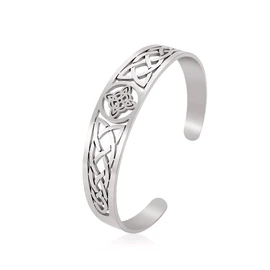 Dreamtimes Witch Knot Bracelet for Women Men Stainless Steel Adjustable Open Cuff Bangle Celtic Quaternary Wiccan Witches Knot Bracelet Witchcraft Amulet Jewelry Birthday Gift (Silver)