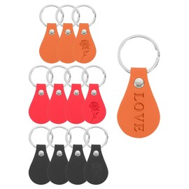 PATIKIL 12Pcs Leather Key Fob Kit, Round PU Leather Keychain Blanks with Rivets and Key Rings Key Chains Bulk for DIY Laser Engraving, 3 Color