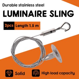 Pack of 2 Wire Rope Adjustable Steel Rope Hanging, Stainless Steel Picture Hanging Rope, Curtain Hanging, 1.5 mm Stainless Steel Rope with Loop and Hook Rope Suspension, for Curtains Pictures (1.5 m,
