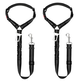 BWOGUE 2 Piece Dog Seat Belt for Car with Elastic Bungee Buffer Safety Seatbelt Car Headrest Restraint Wear Adjustable Metal Buckle Harness in Vehicle Travel for Pet