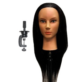 Bellrino 20-22" 50% Human Hair and 50% Animal HairCosmetology Mannequin Manikin Training Head with Clamp- 8630-A10