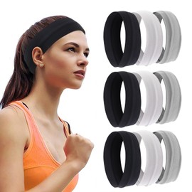 Pack of 9 Sports Headbands, Sports Headbands for Men and Women, Elastic Headbands for Running Yoga, Elastic Sweatbands, Suitable for Outdoor Sports, Yoga, Fitness