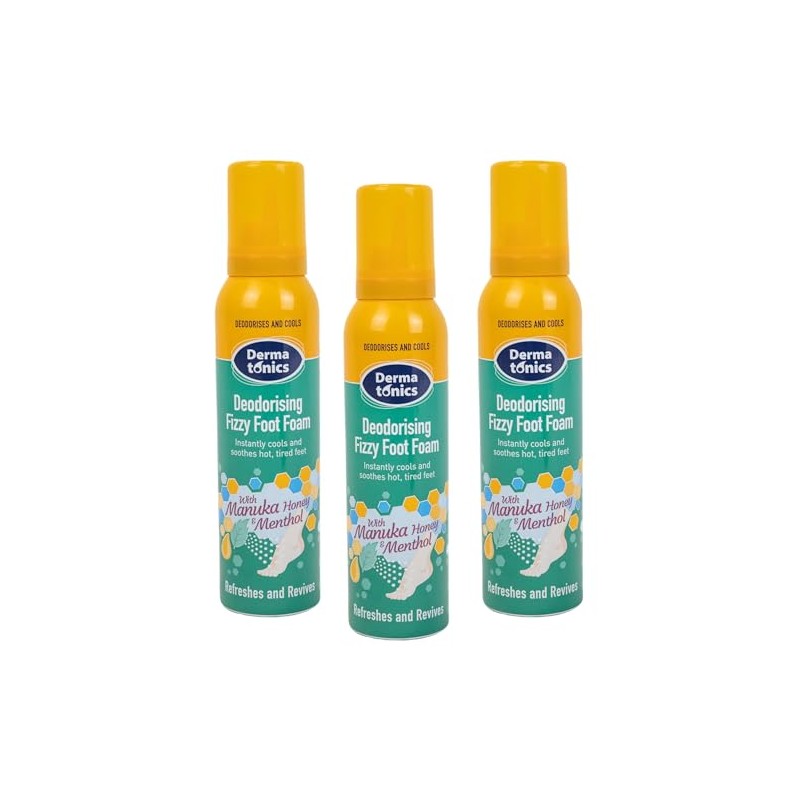 Dermatonics Deodorising Fizzy Foot Foam with Menthol, 150ml, Pack of