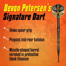 Shot Soft Darts Devon Petersen The Greatness African Warrior 90% Tungsten Softtip Darts Set Made in New Zealand (18 g)