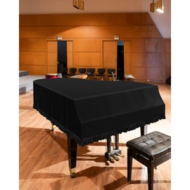TINDTOP Grand Piano Cover, Velvet Dustproof Baby Piano Cover Washable Soft Bordered Decorated Full Triangle Piano Protective Cover