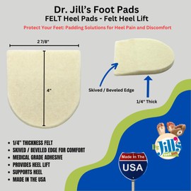 Dr. Jill's Foot Pads, Latex Free, YF64-6063, Heel Pad Skived 1/4" Felt (8 Pack)