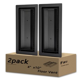 4x10 Floor Register, Heavy Duty Steel, 50% Higher Ventilation Performance Than Others, Sandtex Black Finish, Sleek Modern Design, Fits Tile Wood Inserts, (2 Pack)