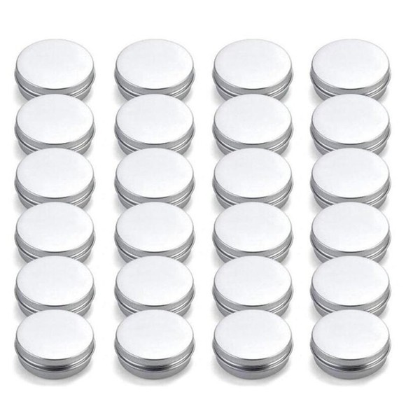 12 PCS 15ML 0.5oz Empty Round Silver Aluminum Tins Metal Steel Jar Cans Sample Bottle Small Containers Box With Tight Sealed Cover For Eye Shadow Lip Balm Salves Cosmetic Cream Make Up Powder