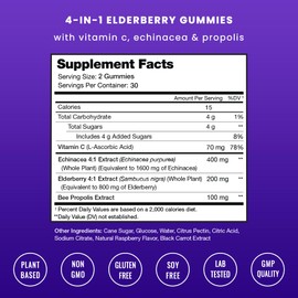 NutraChamps NutraChamps Elderberry Gummies, Sambucus Elderberry Gummies for Adults & Kids, Vitamin C, Propolis & Echinacea, Max Strength Immune Support Gummies, Natural Berry Flavor, 120 Gummies (Pack of 2)