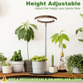 yadoker Plant Grow Light for Indoor Plant,Aluminum Walnut Wood Grain Desk LED Grow Light, Height Adjustable,Automatic Timer with 8/12/16 Hours,10-Level Brightness,Ideal for Small Plant Grow