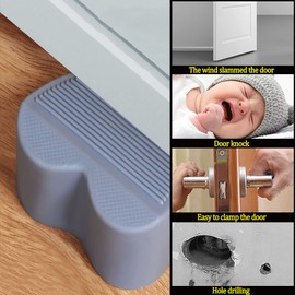 4PCS Rubber Door Stoppers, Heart Shaped Security Door Stop, Wall Protector and Reduce Noise, Heavy Duty Wedge Door Holder Catch for All Type Floor (4PCS Pink)