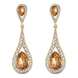 EVER FAITH Women's Earrings Austrian Crystal Elegant Dual Drop Stud Dangle Stud Earrings, Crystal