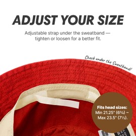 Hot Summer Bucket Hat - Trendy Cotton Sun Hat for Beach, Golf, Fishing - Fun Outdoor Vacation Boonie for Men and Women (Red)