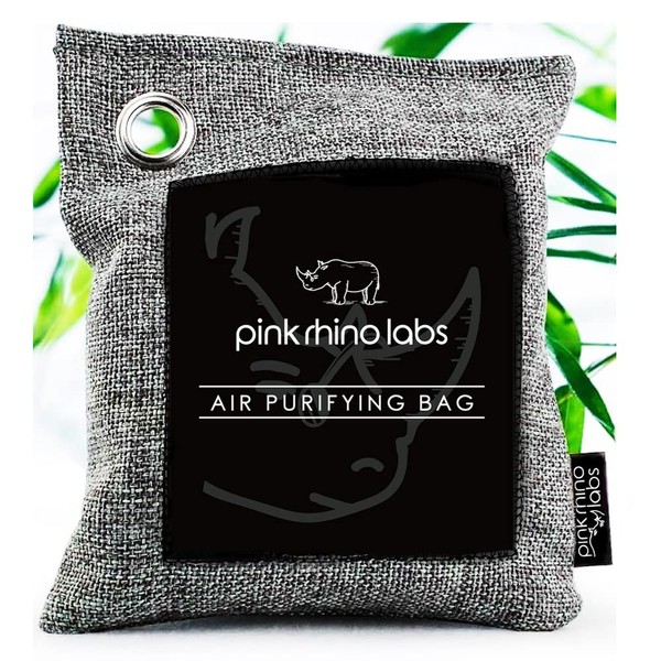 Nature Fresh Premium Bamboo Charcoal Air Purifying Bag - Scent Free Odor Eliminator for Home and Car- Kid and Pet Friendly Air Fresheners and Odor Absorber - Activated Charcoal by Pink Rhino Labs (1 x 500g Grey w/black label)
